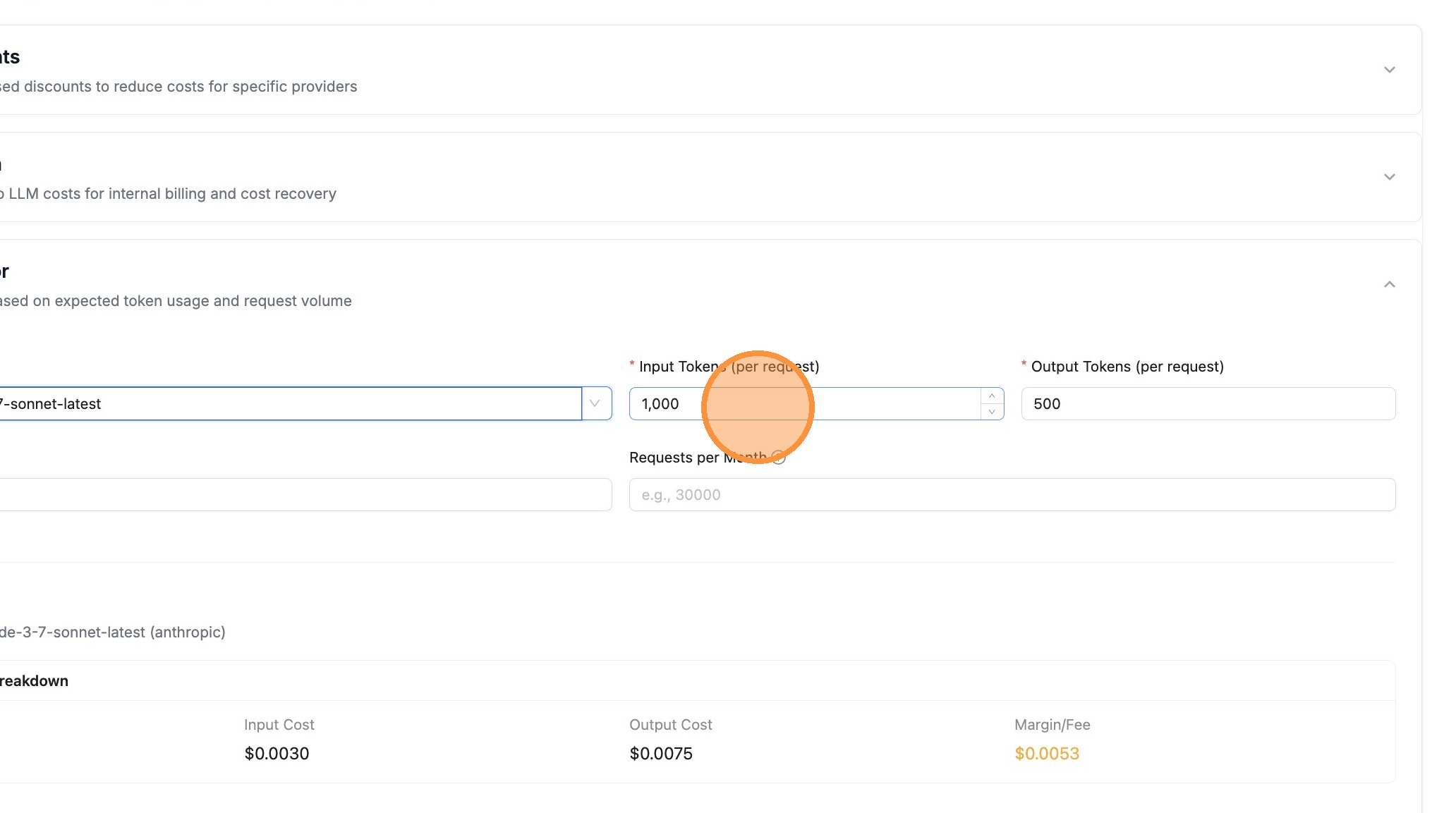 Click Input Tokens field