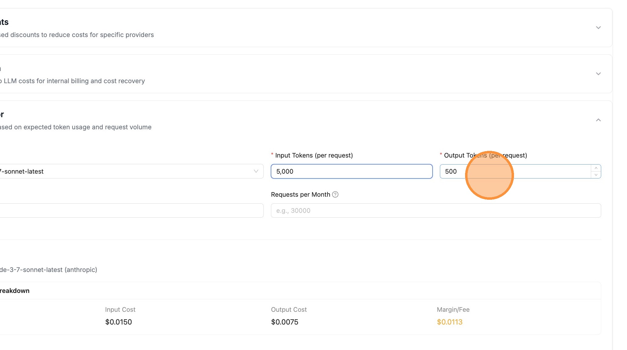 Click Output Tokens field