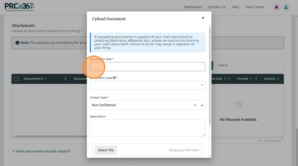 Document upload form