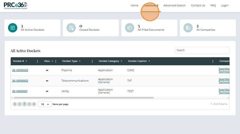 NMPRC Dashboard View