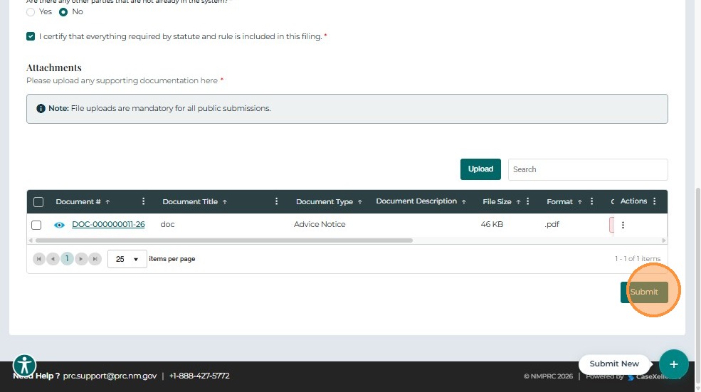 Filing confirmation and My Dockets view