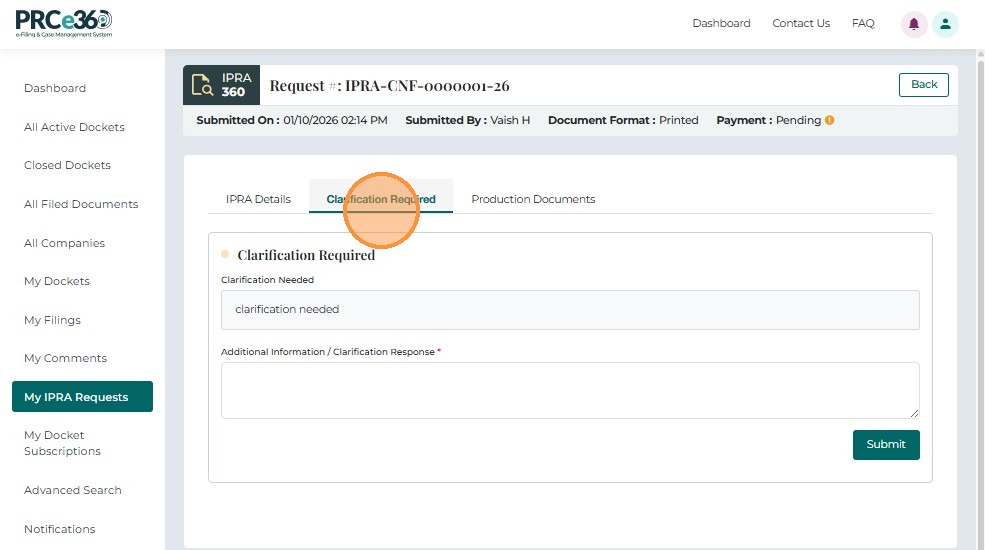 Clarification response form