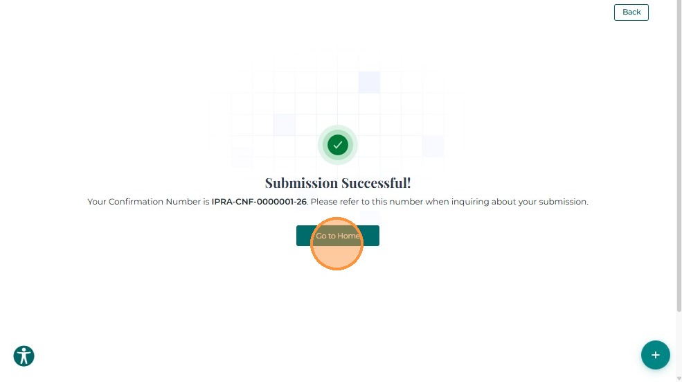 Submission successful message