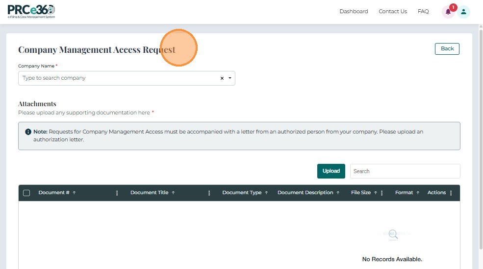 Company Management Access Request form