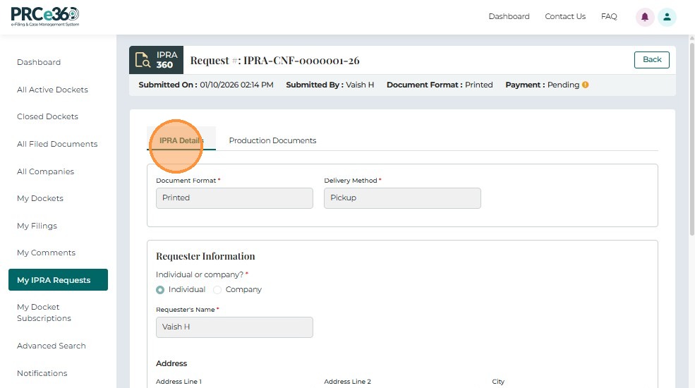 IPRA Request 360 view