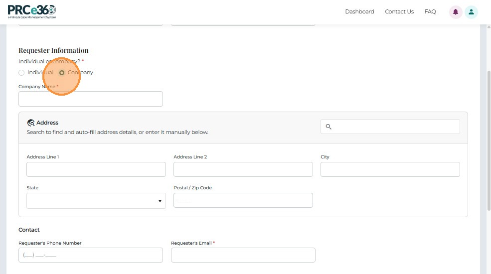 Company IPRA Request selection