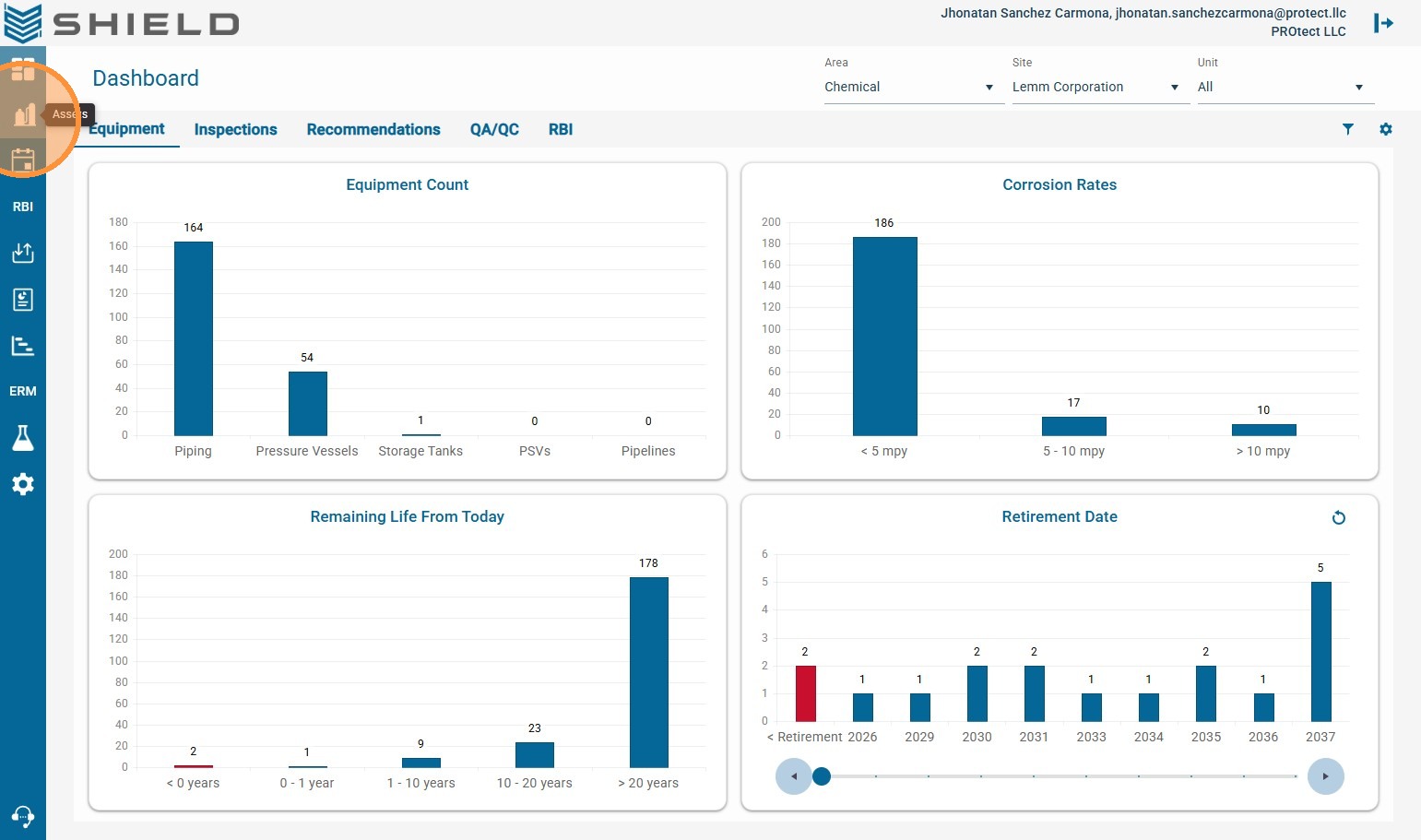 Open the Assets module in SHIELD Mechanical Integrity