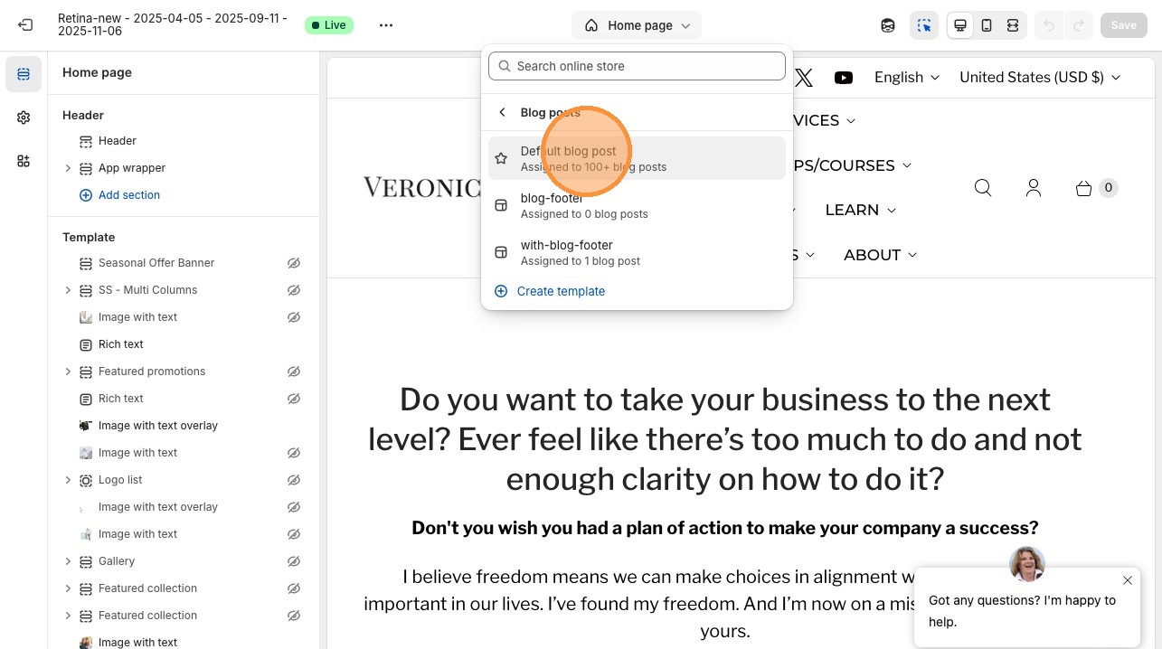 Default blog post template