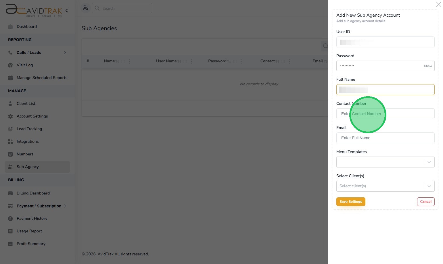 Enter Contact Number