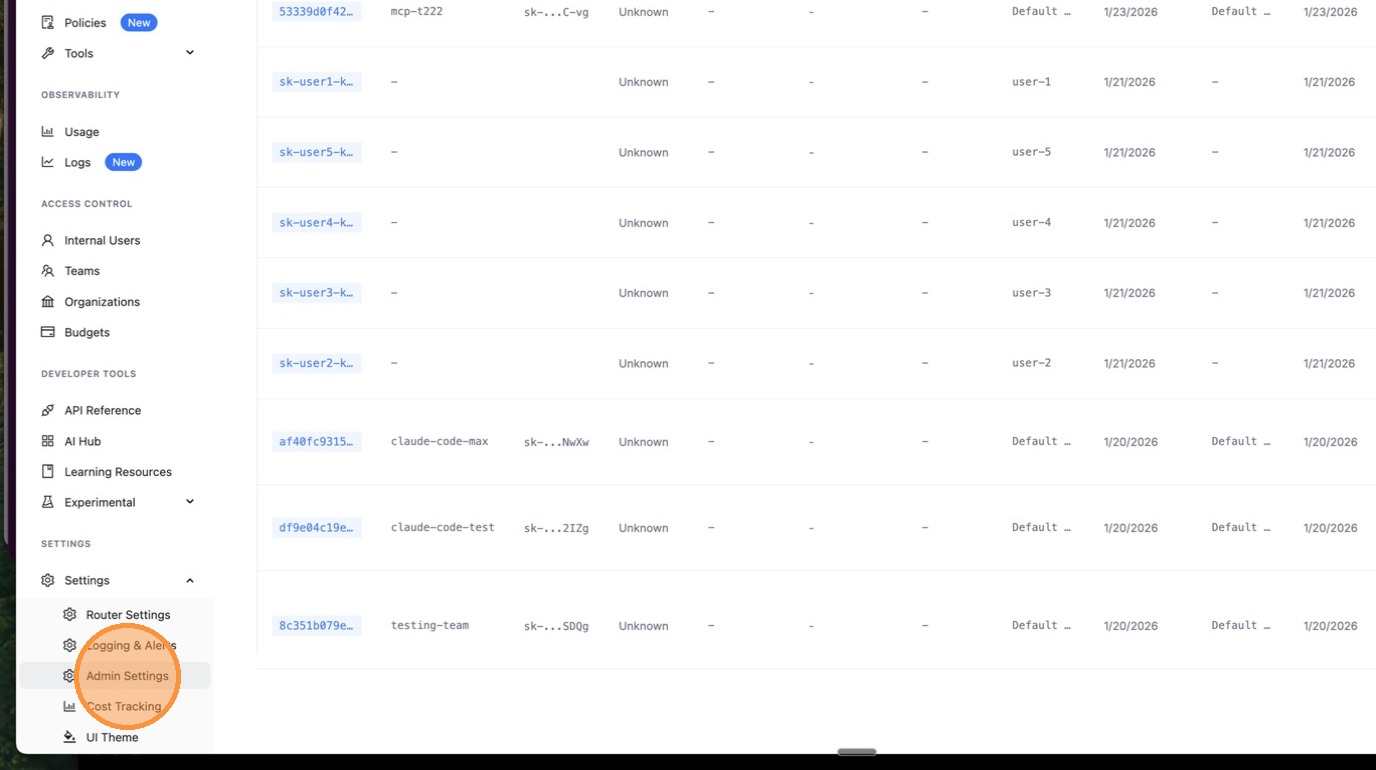 Go to Admin Settings
