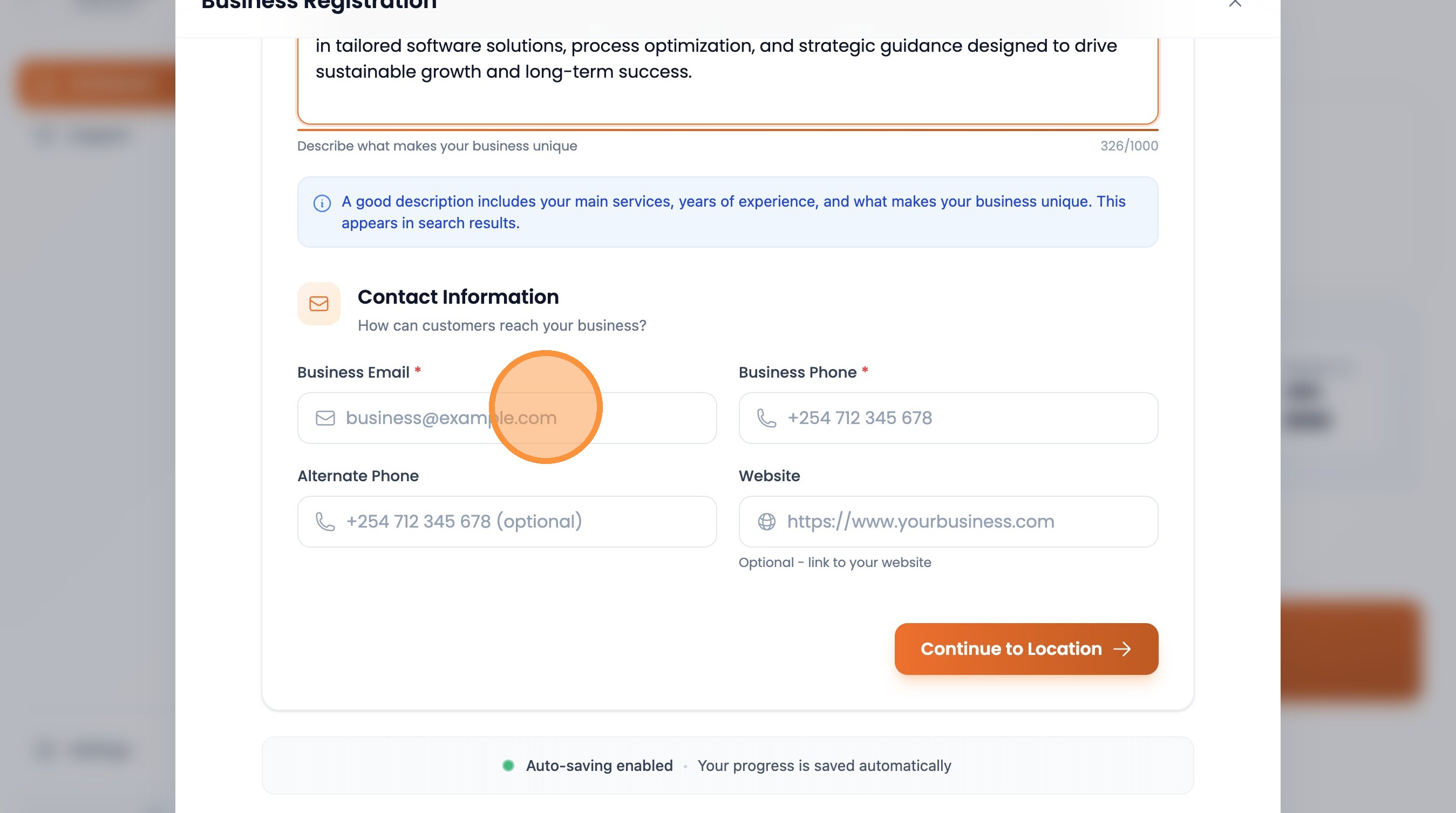 Step 8: Enter your business email address
