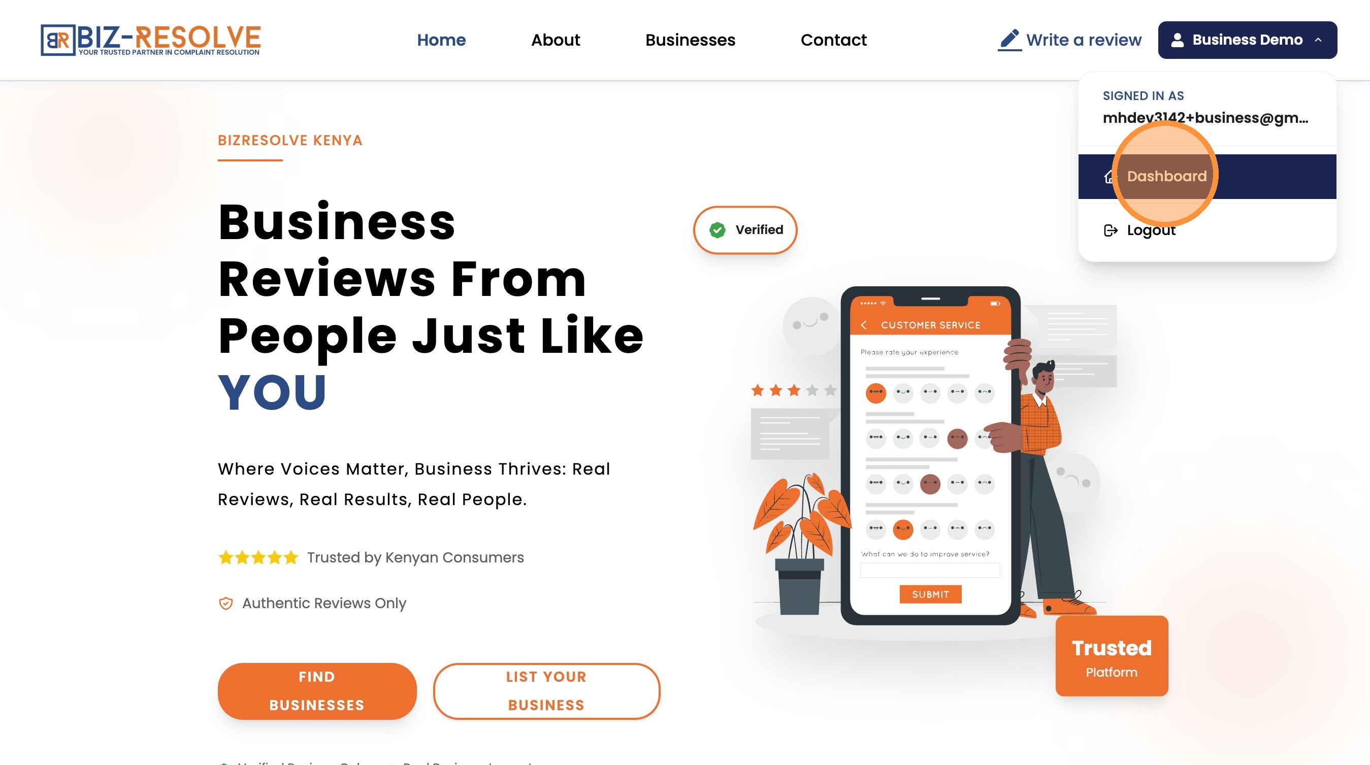 Step 3: Click "Dashboard"