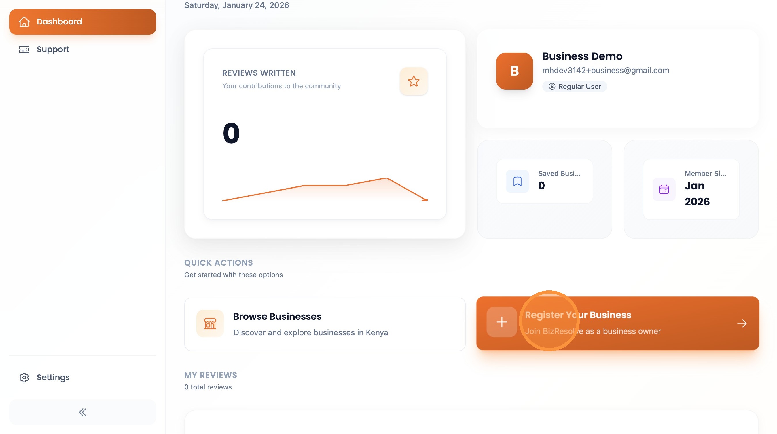 Step 4: Click "Register Your Business"