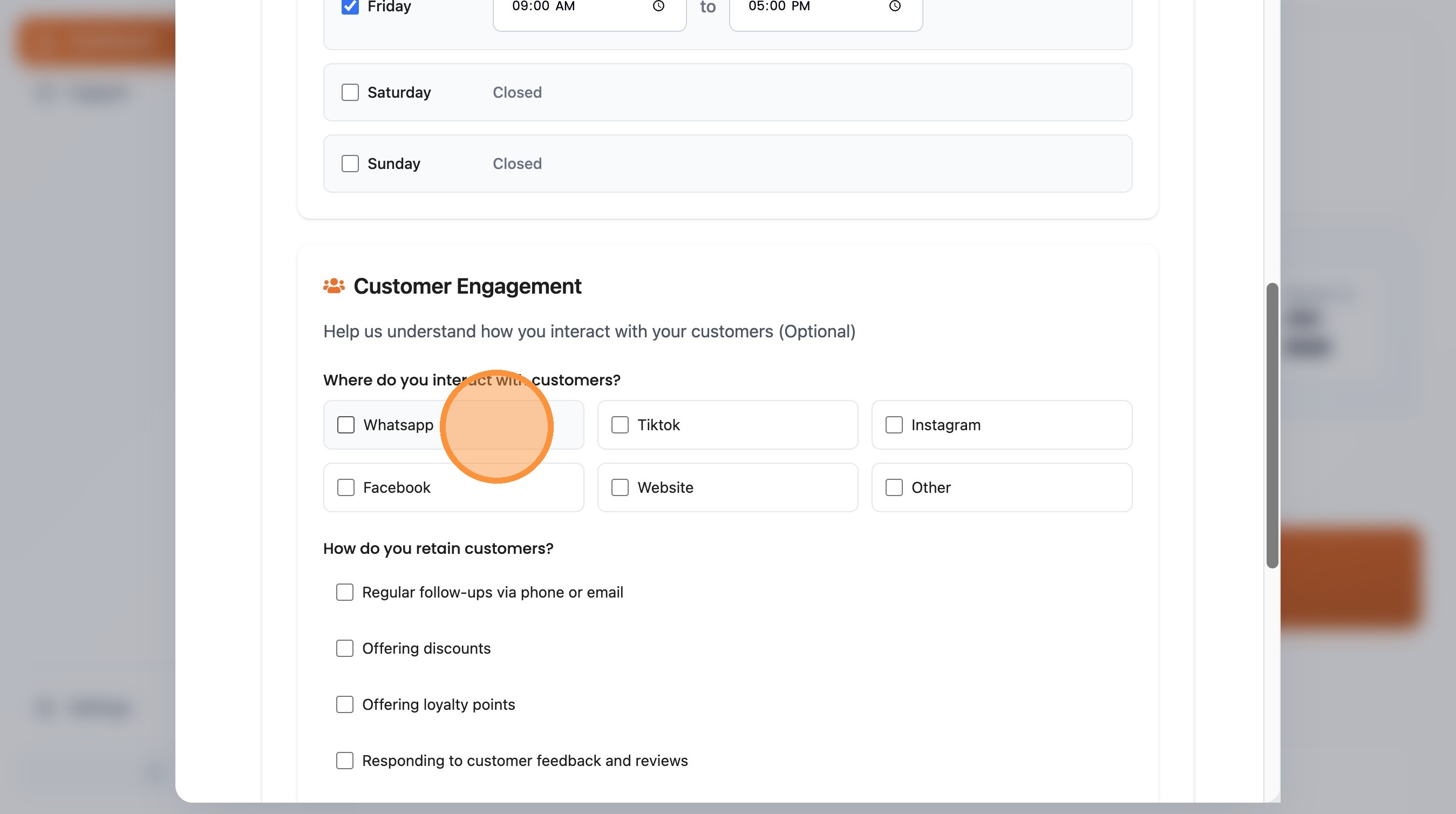Step 22: Select your customer engagement preferences