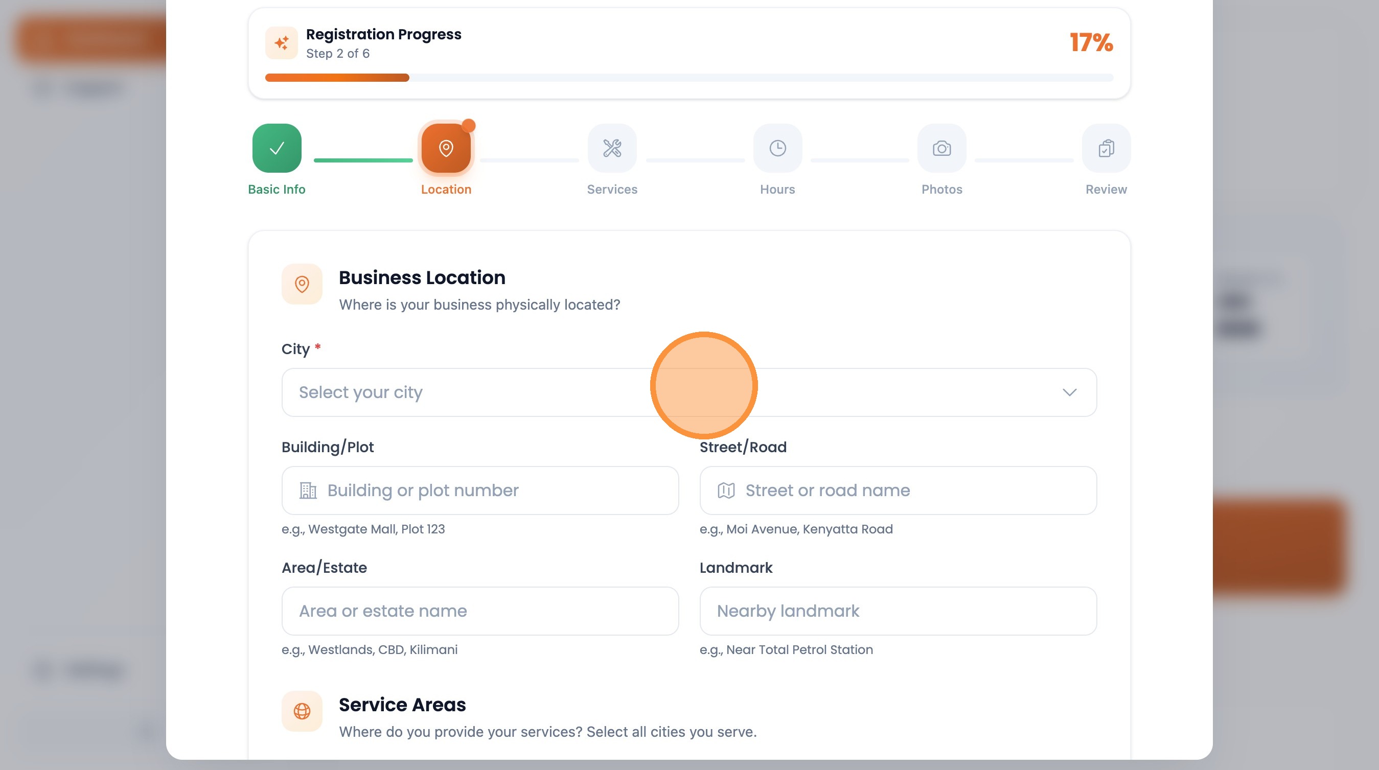 Step 12: Select your city