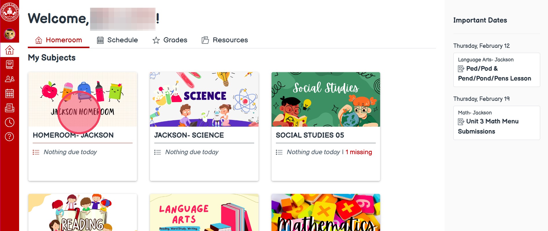 Canvas dashboard with course highlighted to show where to click