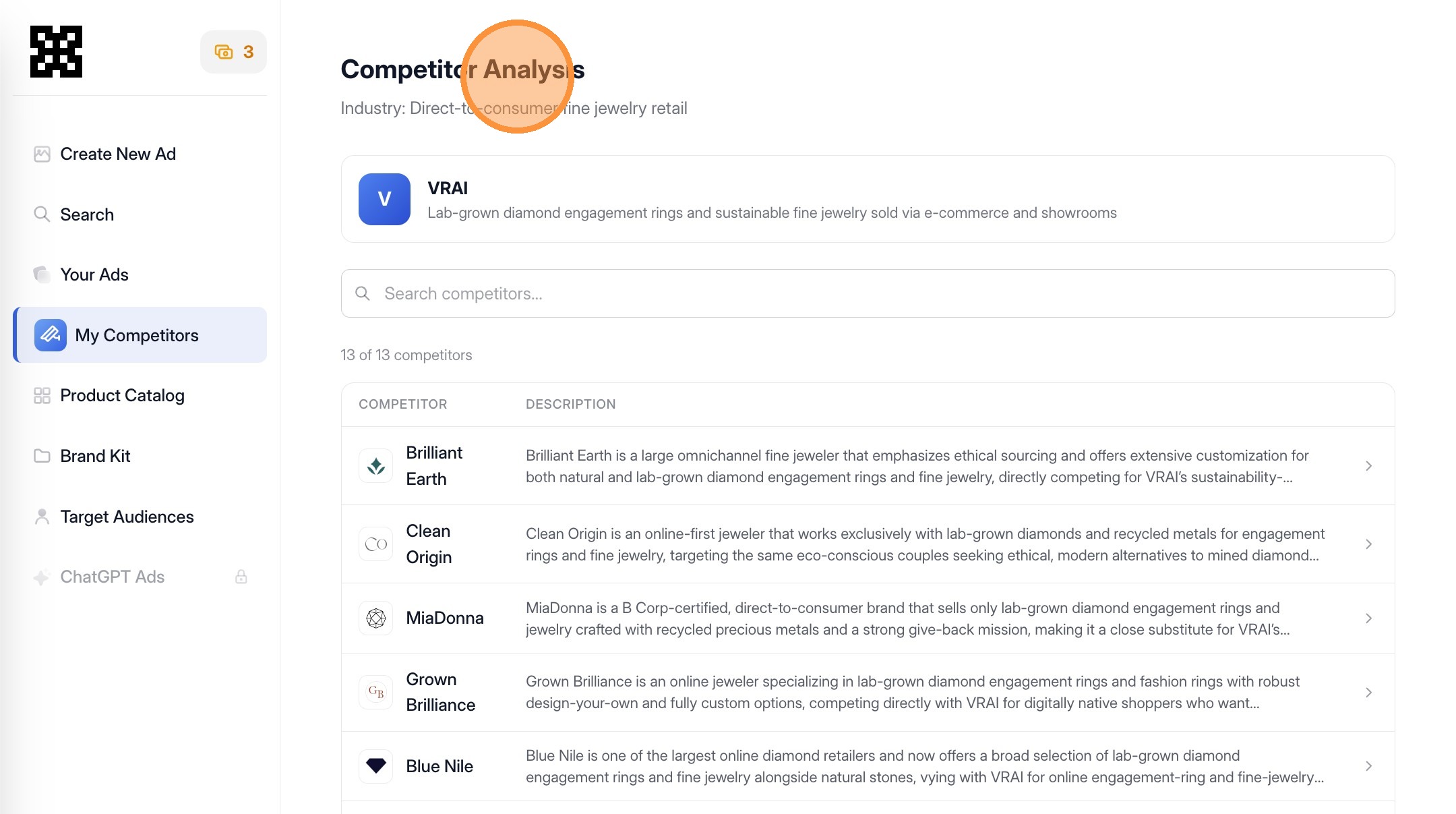 View brands running ads in your category