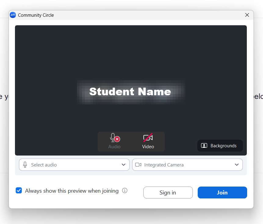 Zoom meeting popup with join highlighted to show where to click
