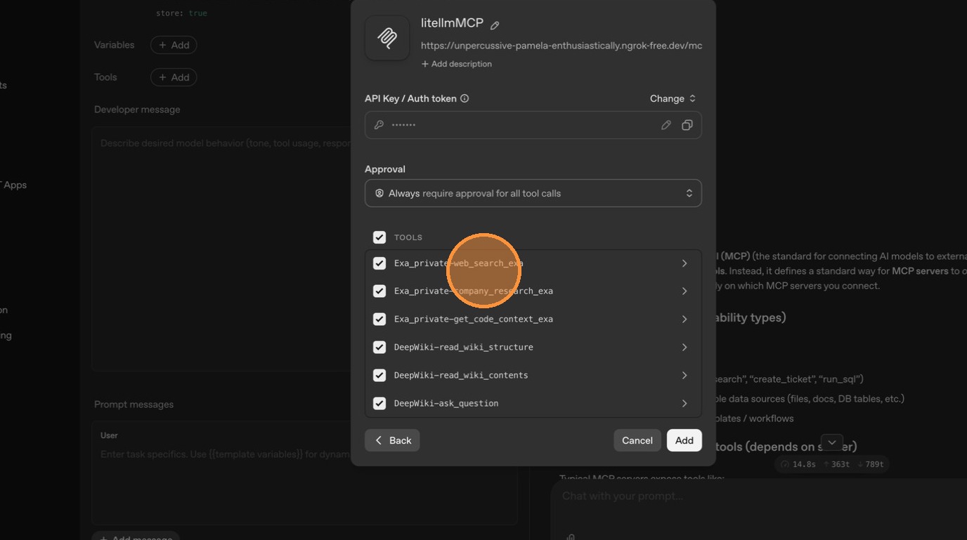 ChatGPT shows available MCP tools