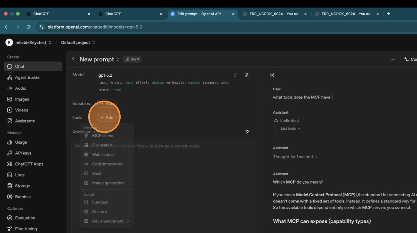 ChatGPT add MCP server