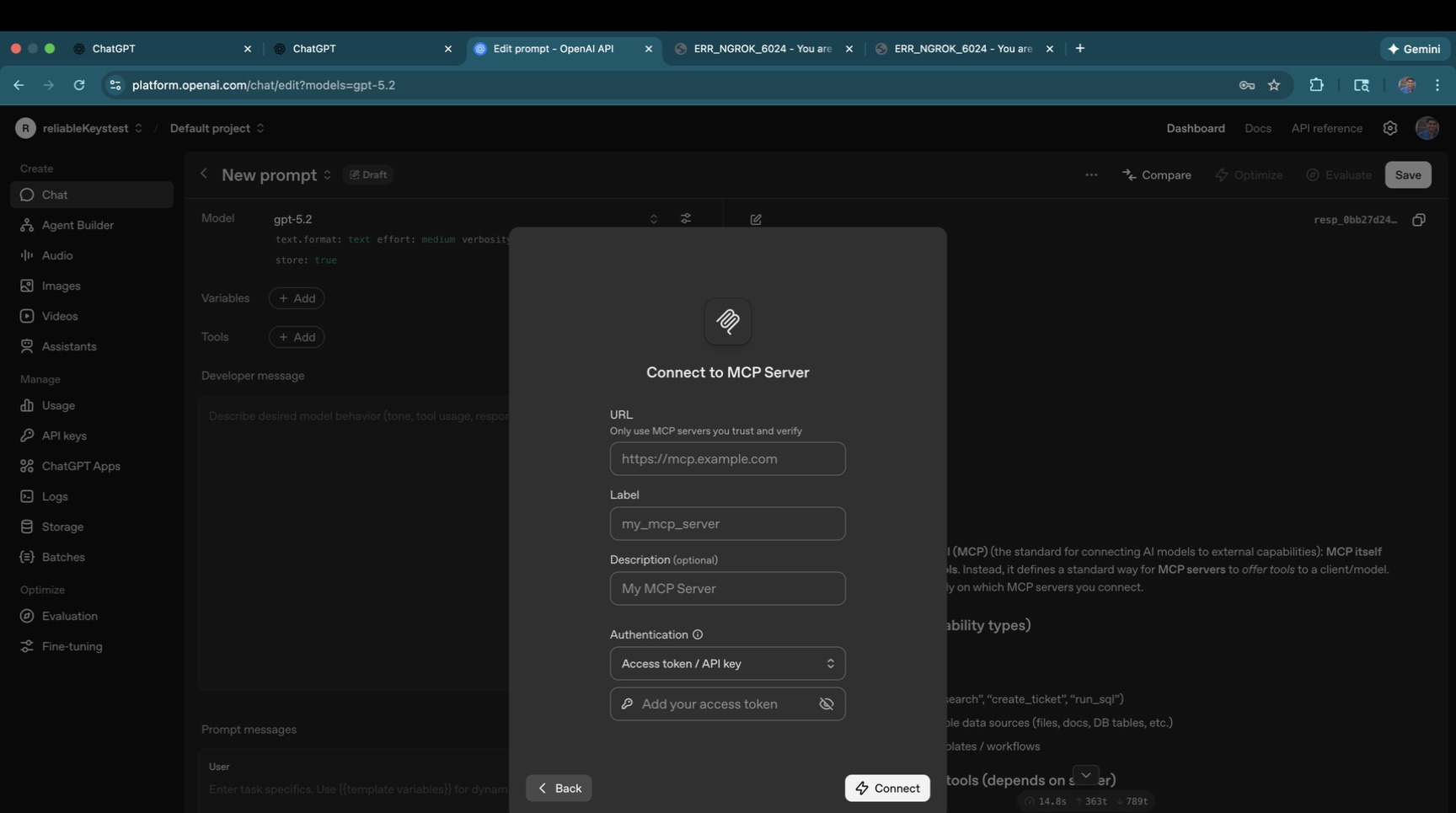 Enter LiteLLM MCP URL