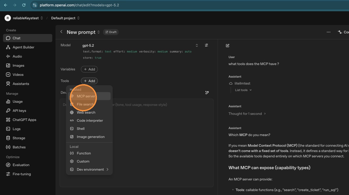 ChatGPT MCP server option