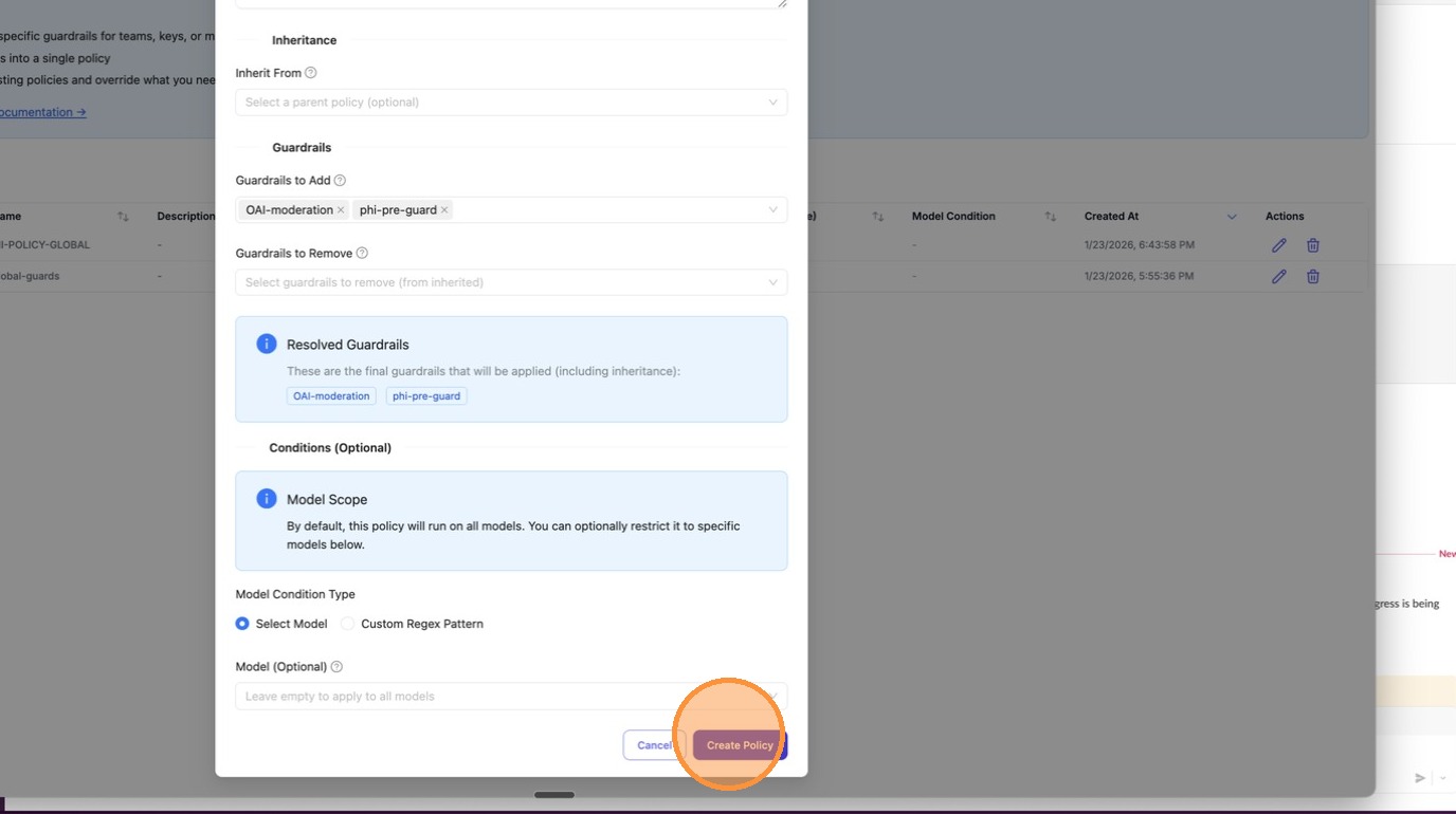 Click Create Policy to save
