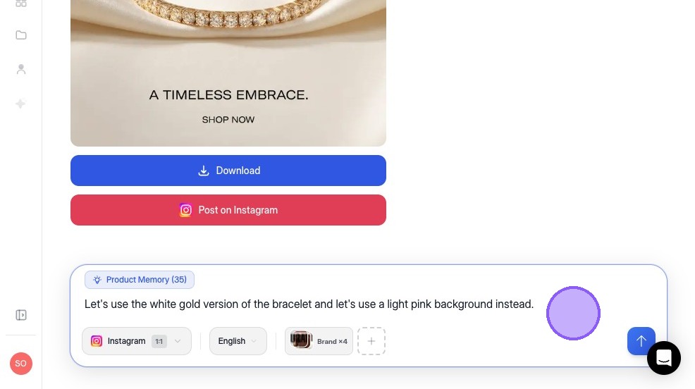 Refine ad with text prompt