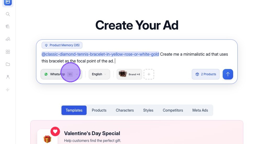 Click platform and aspect ratio button
