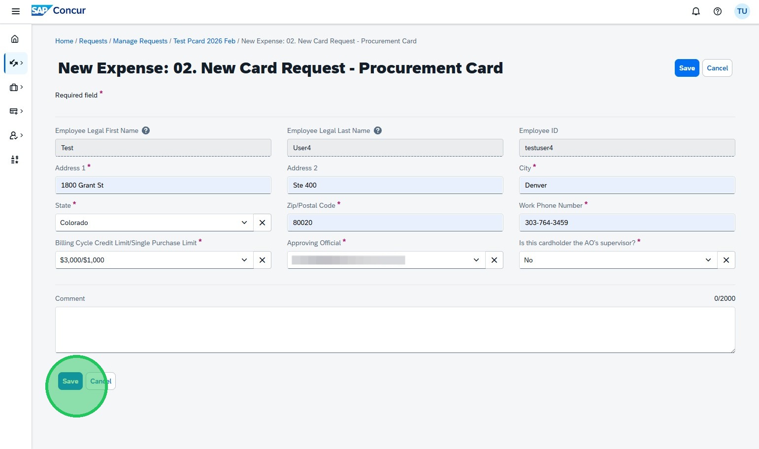 Concur Request: Applying for a Procurement Card