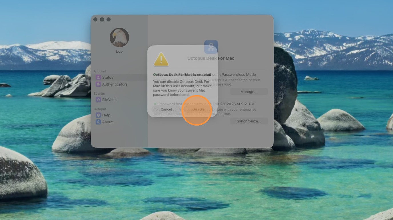 Step 4: Disable the user