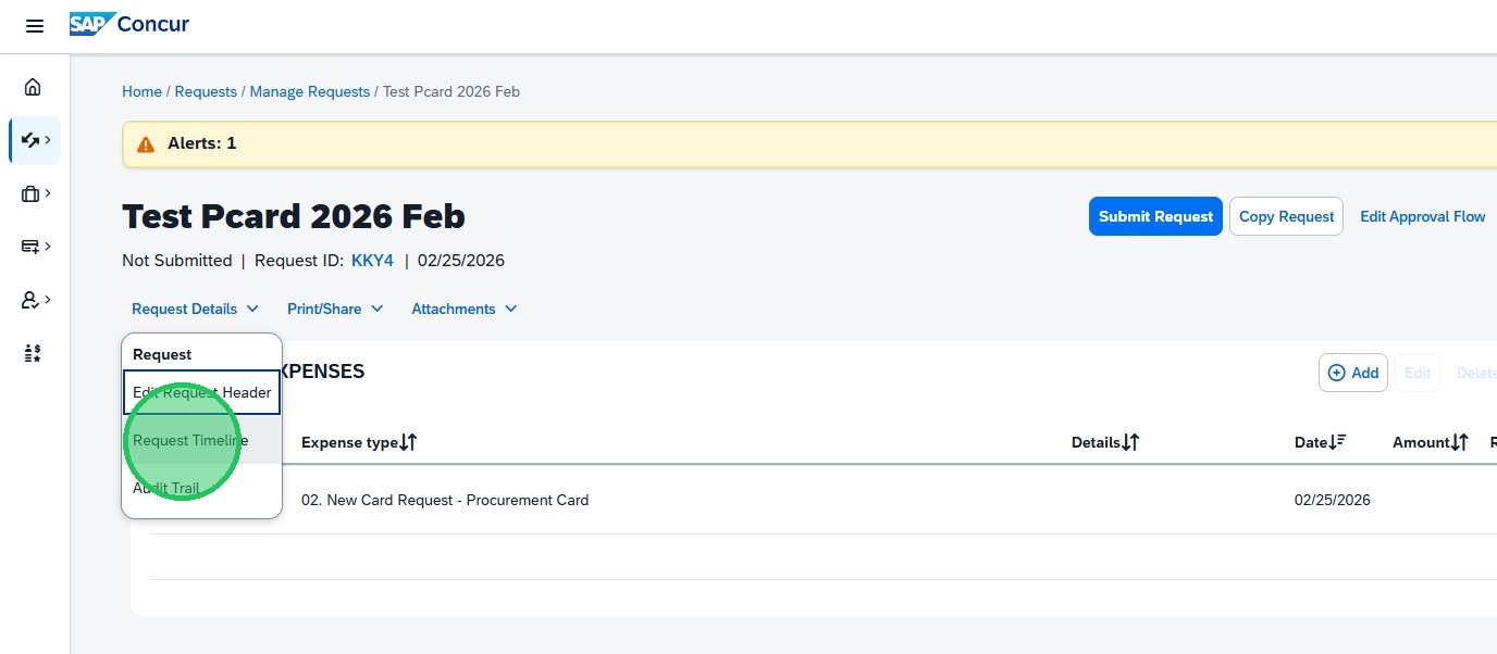 Concur Request: Applying for a Procurement Card