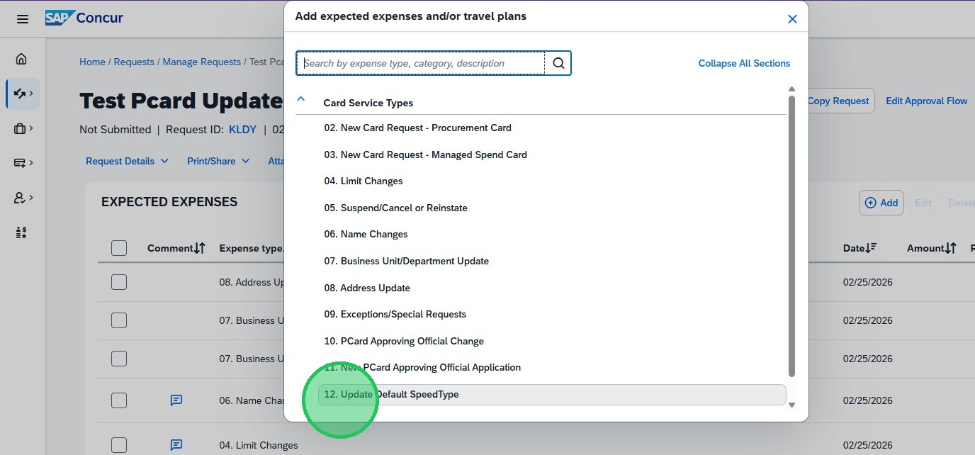 Concur Request: Procurement Card Updates