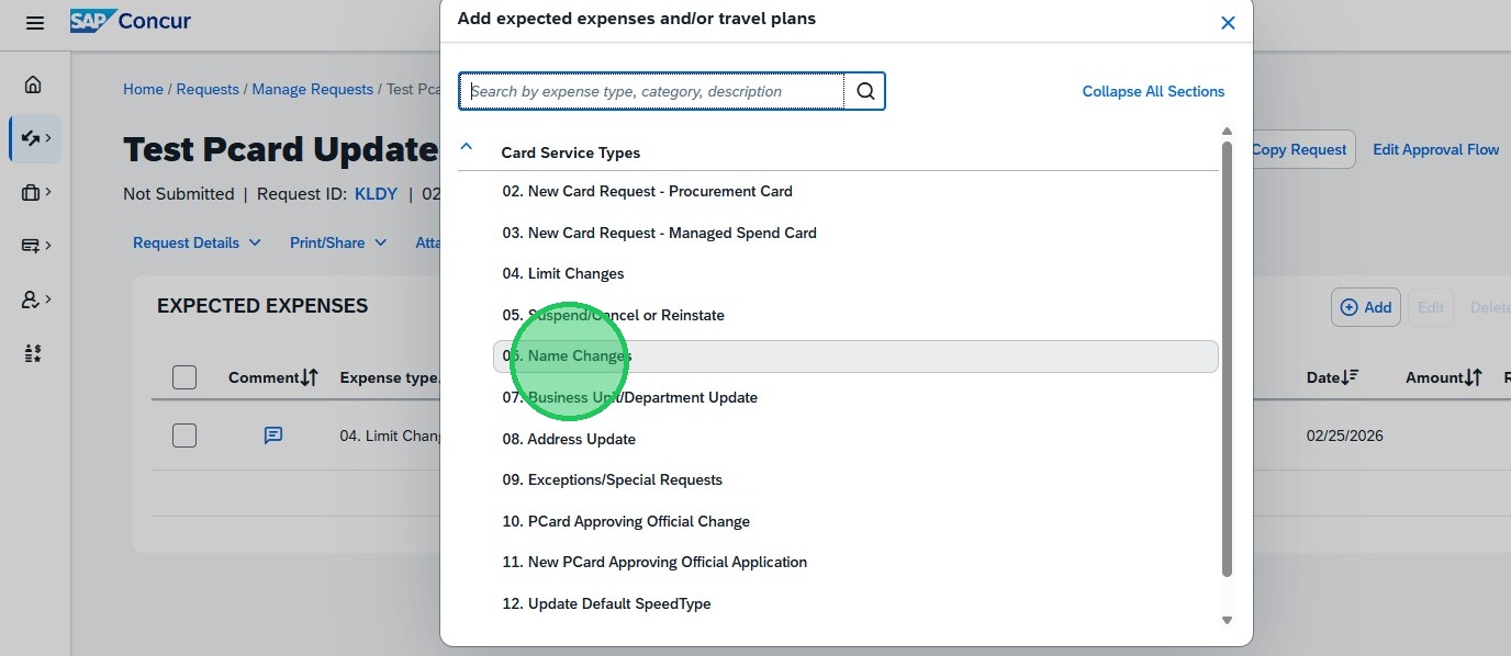 Concur Request: Procurement Card Updates