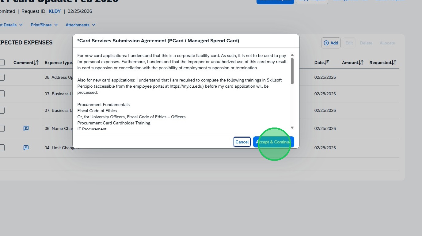 Concur Request: Procurement Card Updates