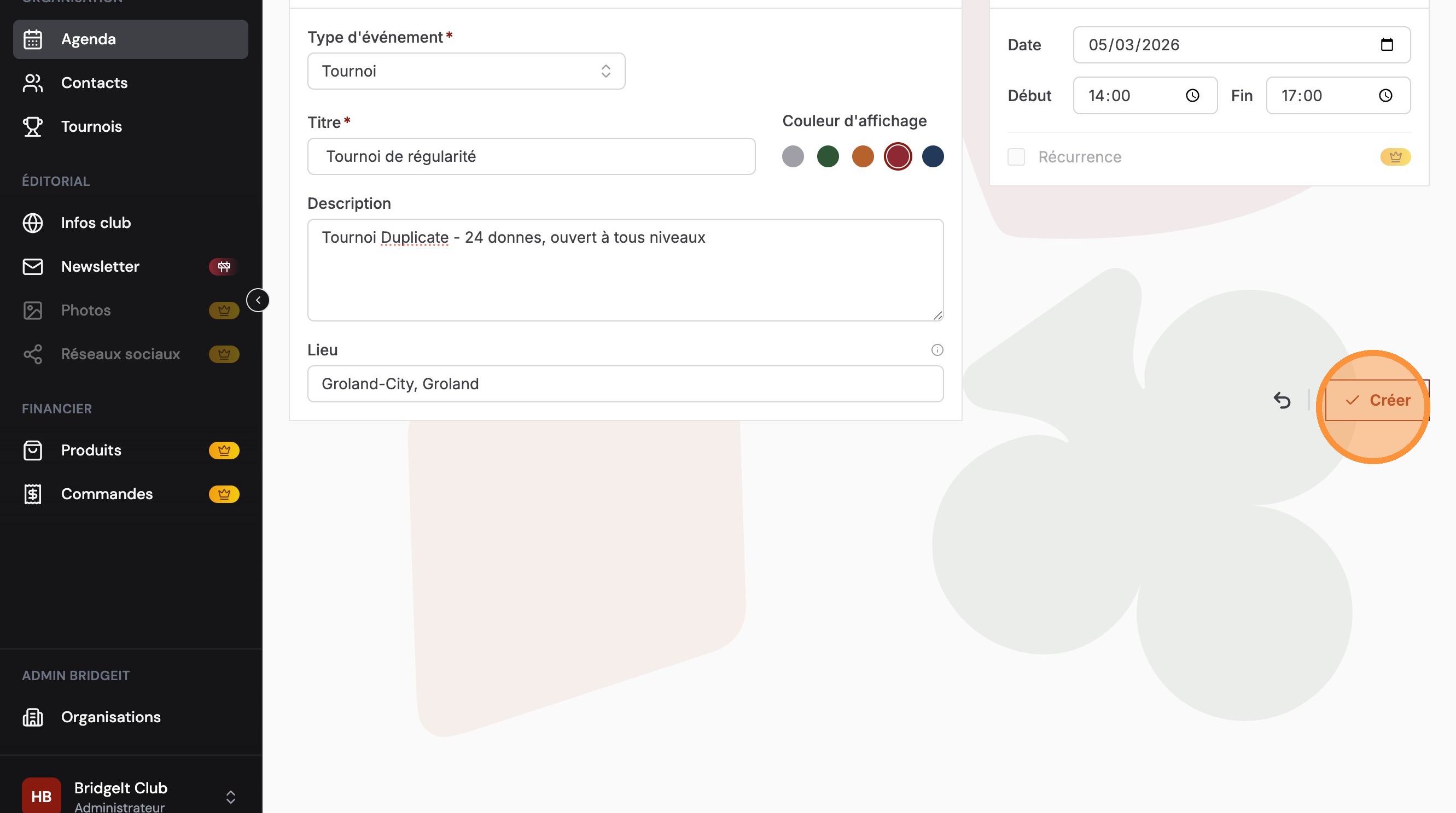 Cr&eacute;er en brouillon