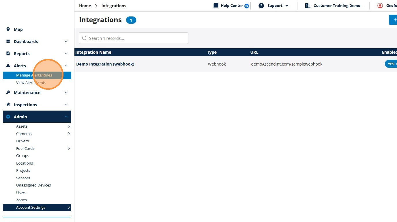 Set Up a Webhook Integration and Adding it to an Alert – Geoforce