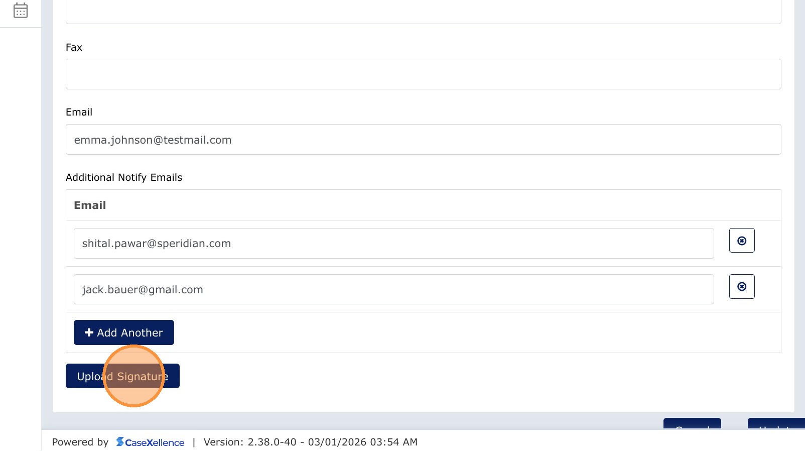 Upload Signature button