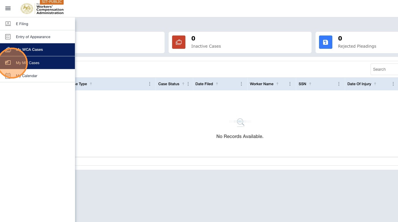 My MS Cases dashboard