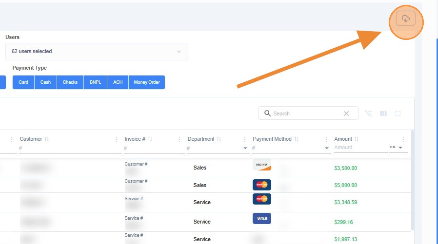 Click the download button to export the report