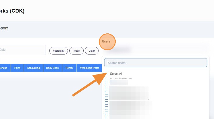 Select users for the report