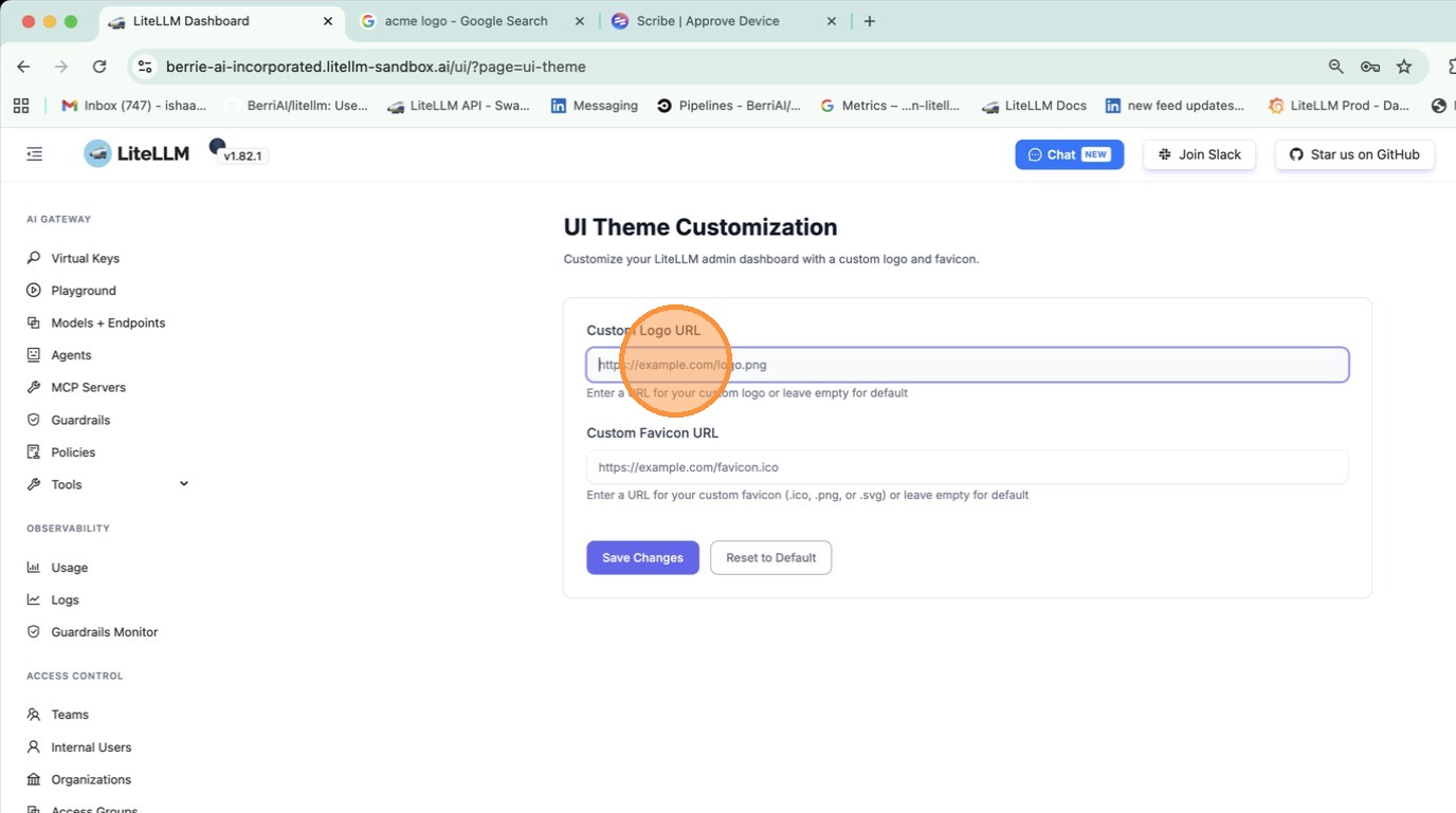 Click Logo URL Field
