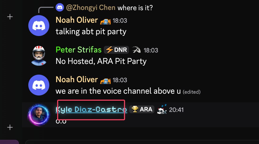 Discord profile on ARA server