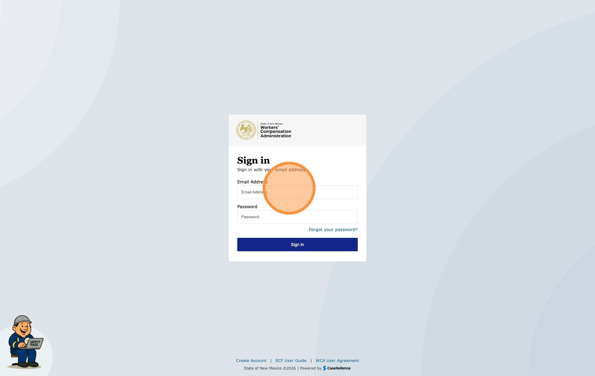 ECF portal login page