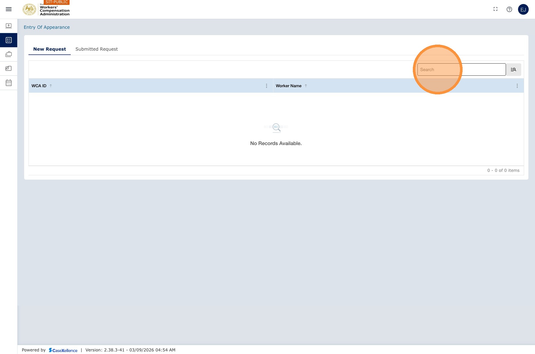 Search by Worker Name or WCA Case Number