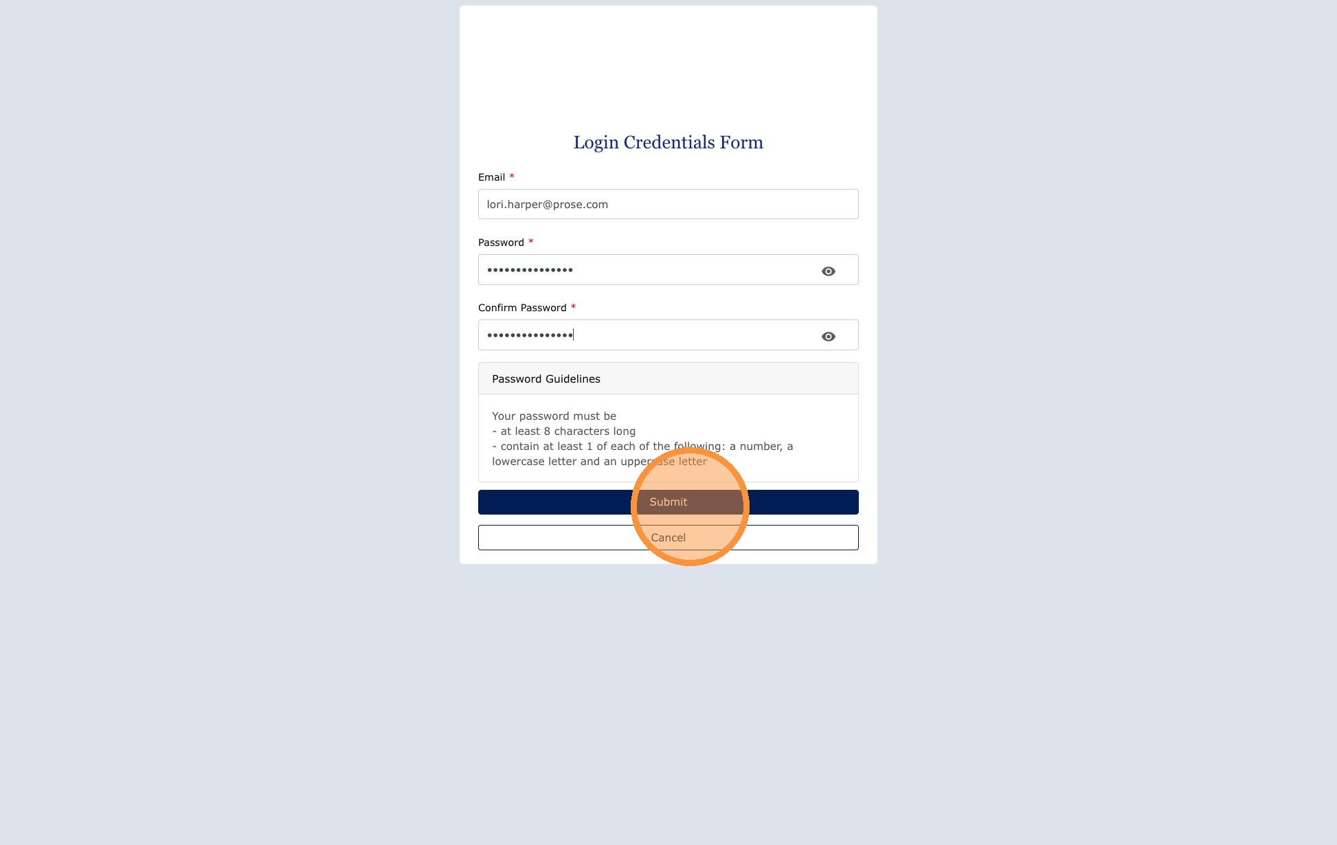 Password setup form