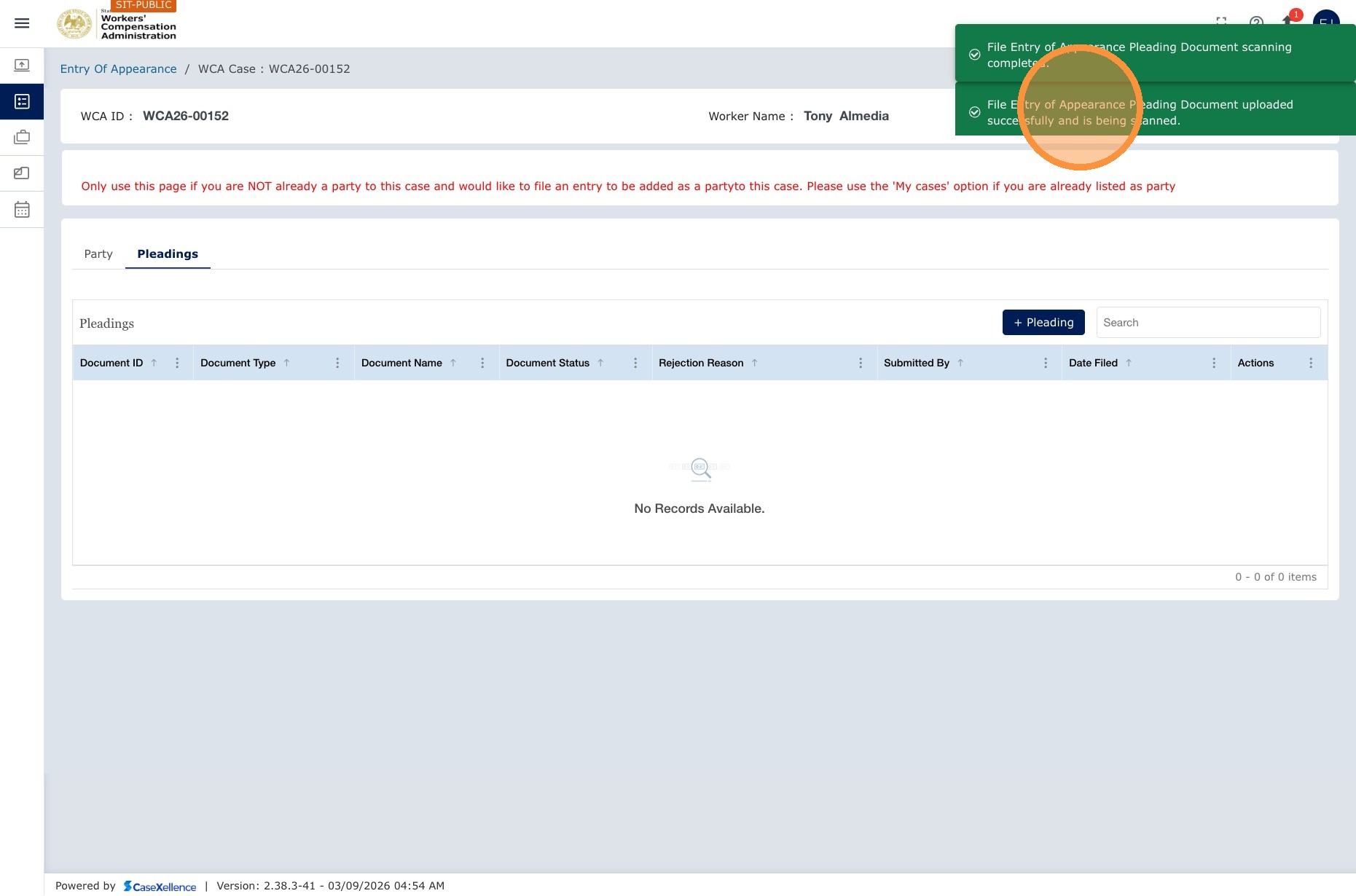 Confirmation message