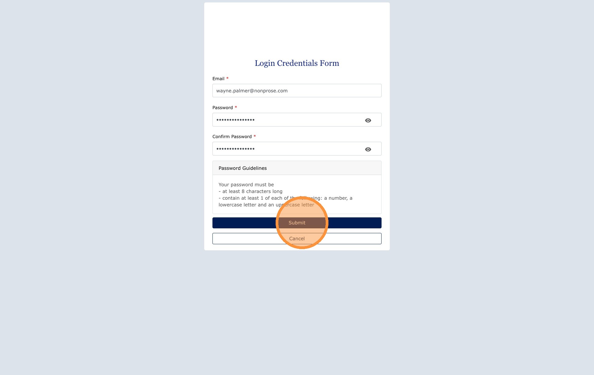 Password setup form
