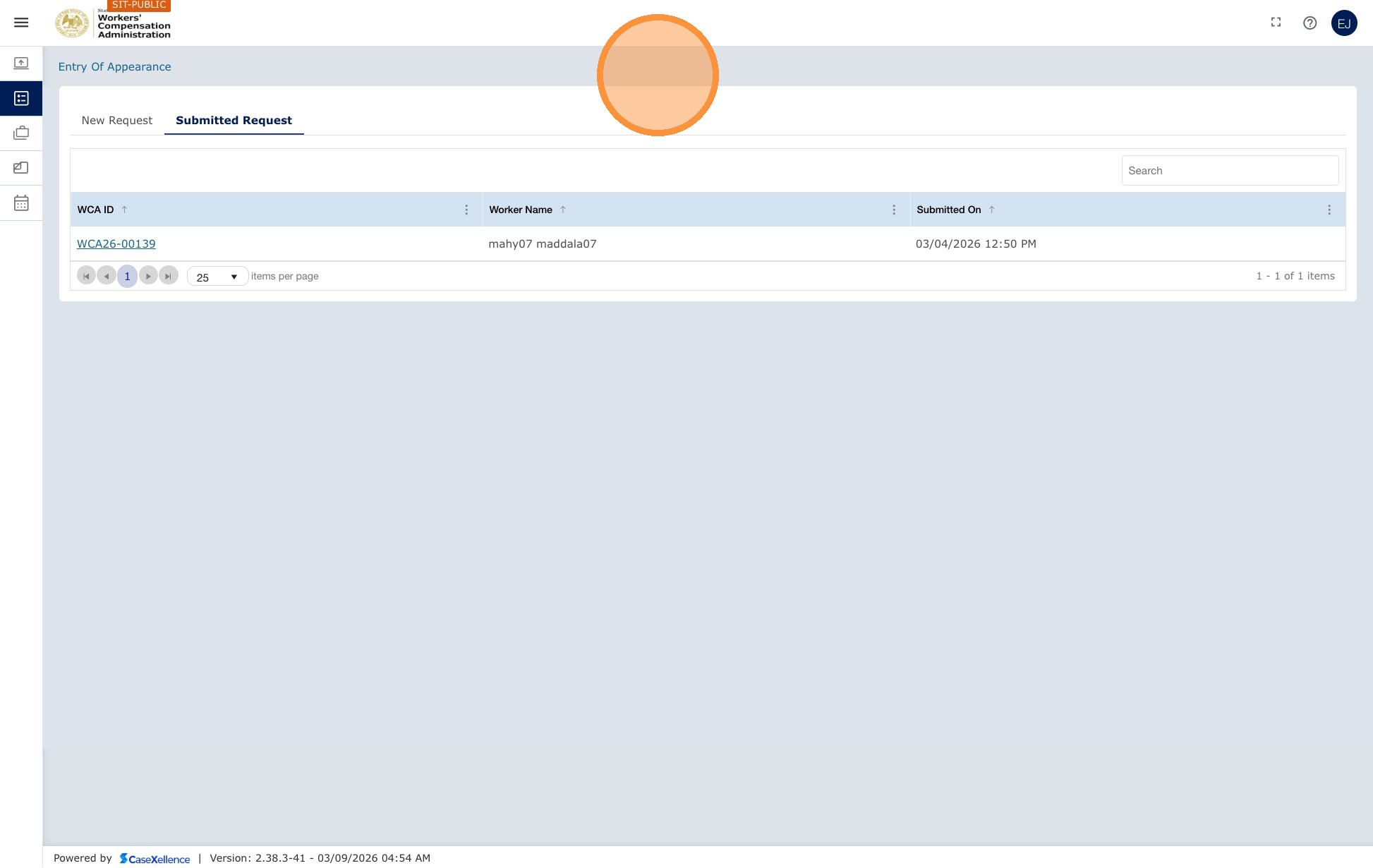 Entry of Appearance search