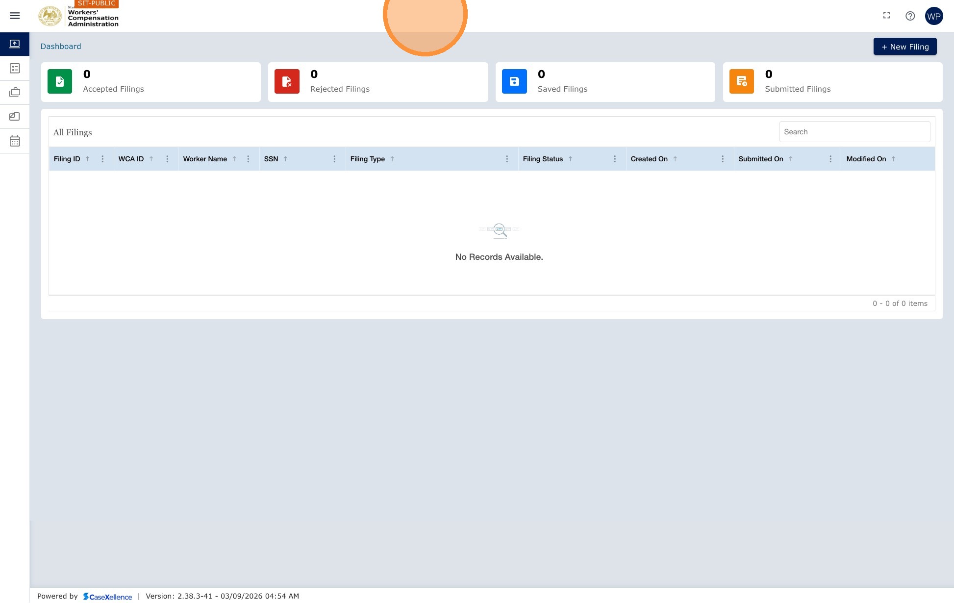 Empty dashboard after first login